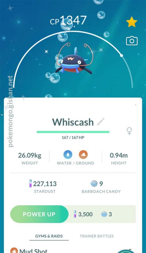 shiny whiscash pokemon go|what is whiscash weak to.